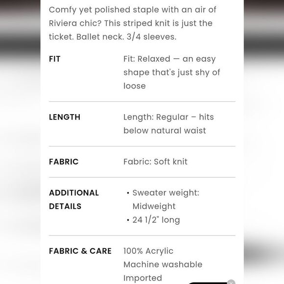 LOFT Striped Knit Sweater in Red & White Size M - Picture 4 of 13